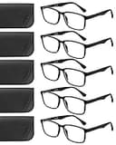 Reading Glasses for Women & Men, 5 Pack Blue Light Blocking Readers Lightweight Cheaters Eyeglasses/W Spring Hinge
